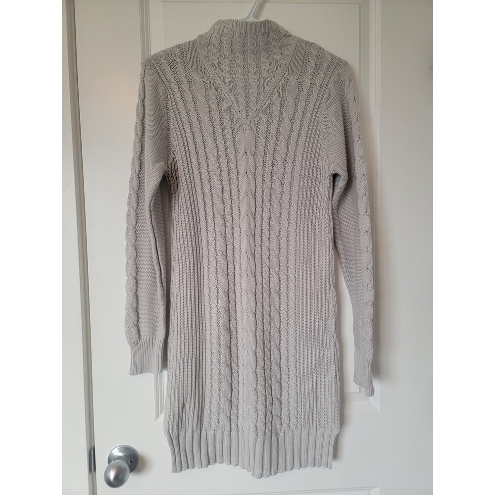 DKR & Company Womens Gray Cable Knit Mock Neck Long Sleeve Sweater Dress CA31199